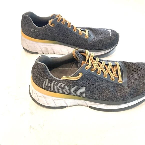 Honka Cavu The Rundown Grey Yellow Laces Lightweight Running Sneakers Size 8 - Picture 1 of 11